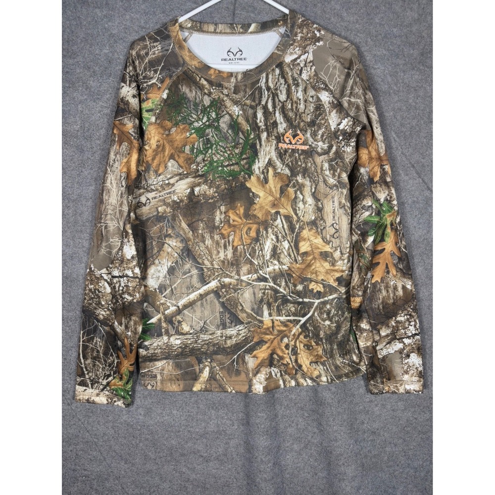 Realtree Edge Mens Camo Long Sleeve Performance Hunting Shirt Brown Medium M